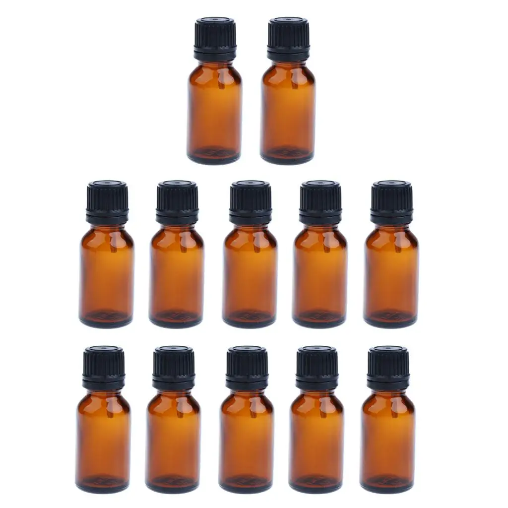 Pack Of 12pcs amber of glass Essential Oil Bottles Euro Orifice Dropper Vials