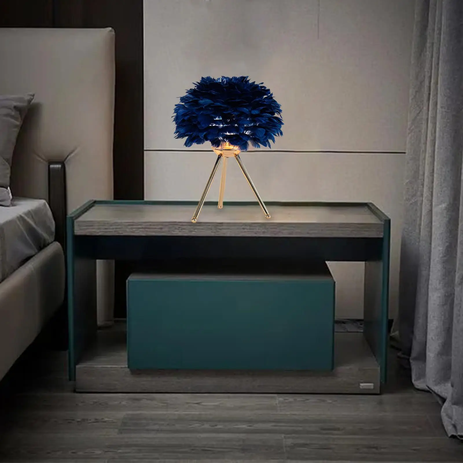 Novelty USB Table Lamp LED Night Light Feather Shade Reading Desk Lighting E27 Base Bedside Lamp for Home Living Room Decor