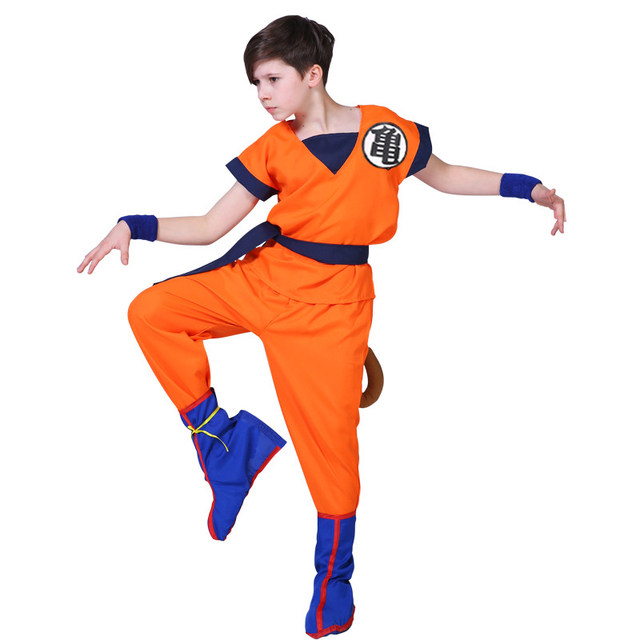 Gojoy shop-Dragon Ball warrior Z Goku costume and wig for boy carnival, 4  different sizes