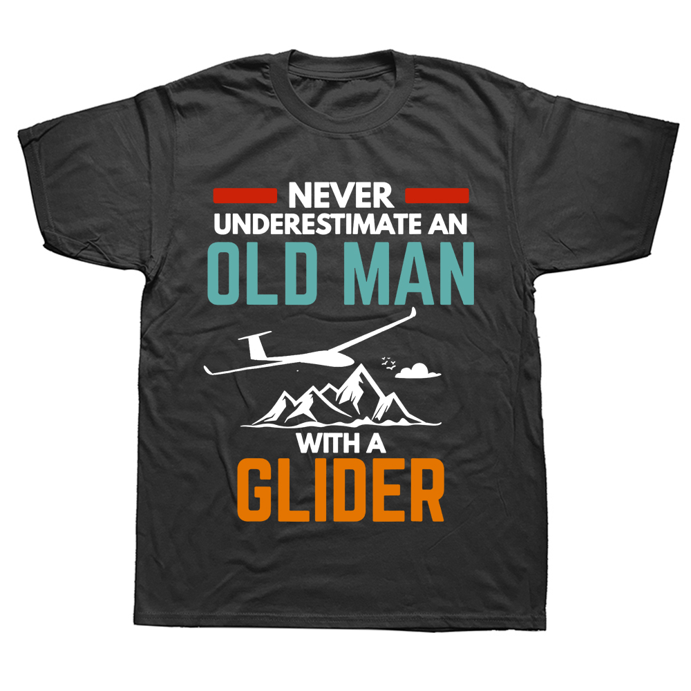 Glider Pilot Unterschätze niemals einen alten Mann Segelflugzeug T-Shirts Grafik Streetwear Kurzarm Geburtstagsgeschenke T-Shirt – Detail 2