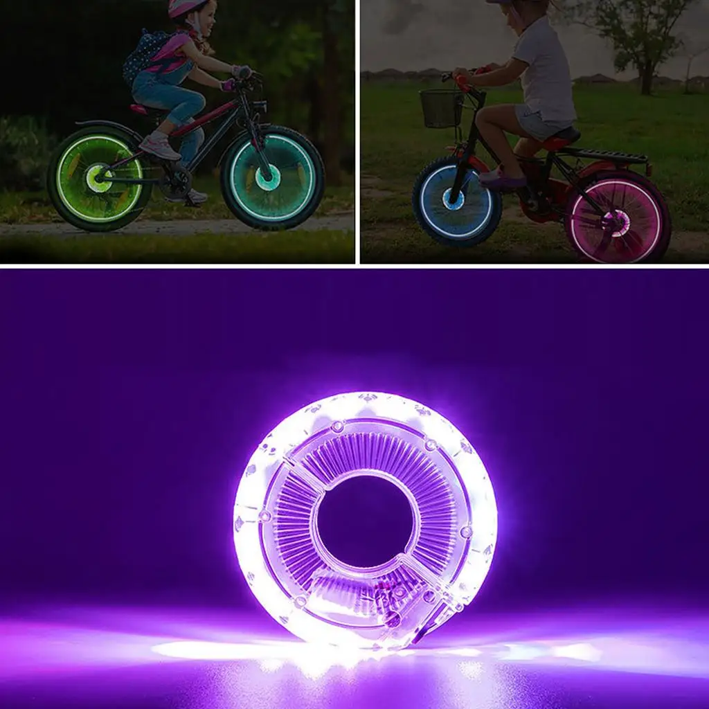 LED Bicycle Wheel Light Bike Front Tail Hub Spoke 7Color 25Mode Rechargeable