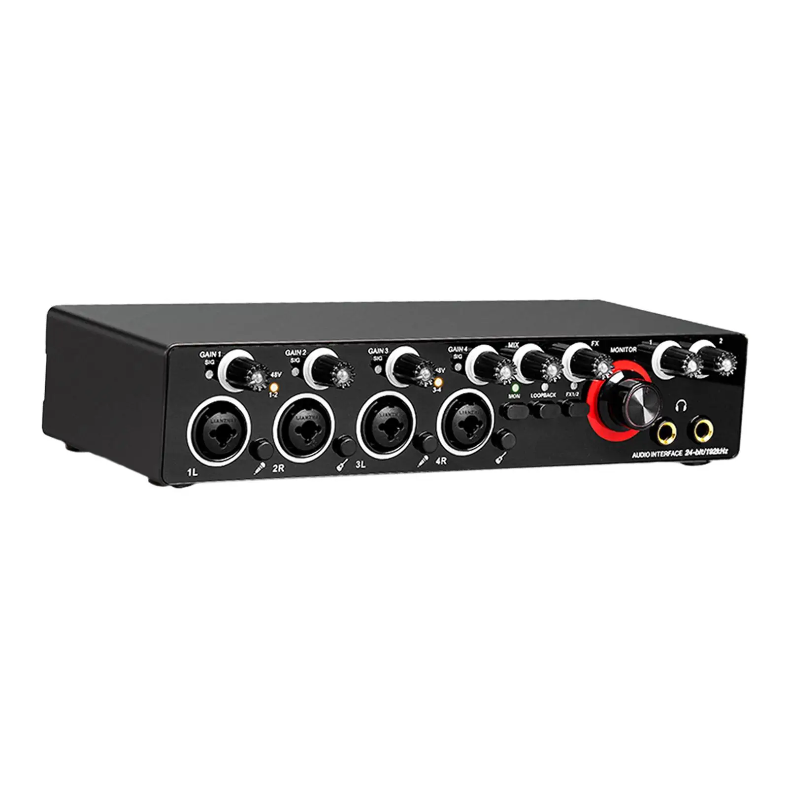 External Sound Card Audio Equipment 4 Way USB Audio Interface for Recording Music K Songs Live Streaming Gaming Voice Chatting