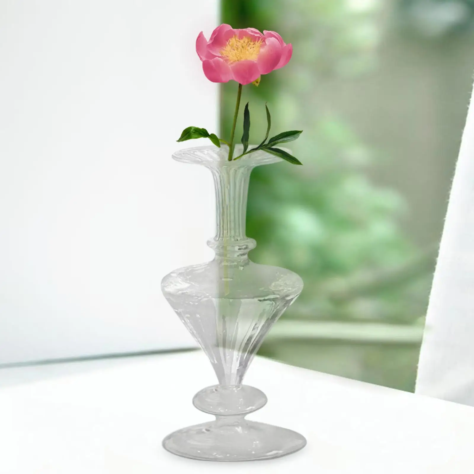 Glass Vase Minimalist Flower Pot Desktop Ornament Flower Arrangement for Entrance Coffee Table TV Cabinet Office Home Decoration