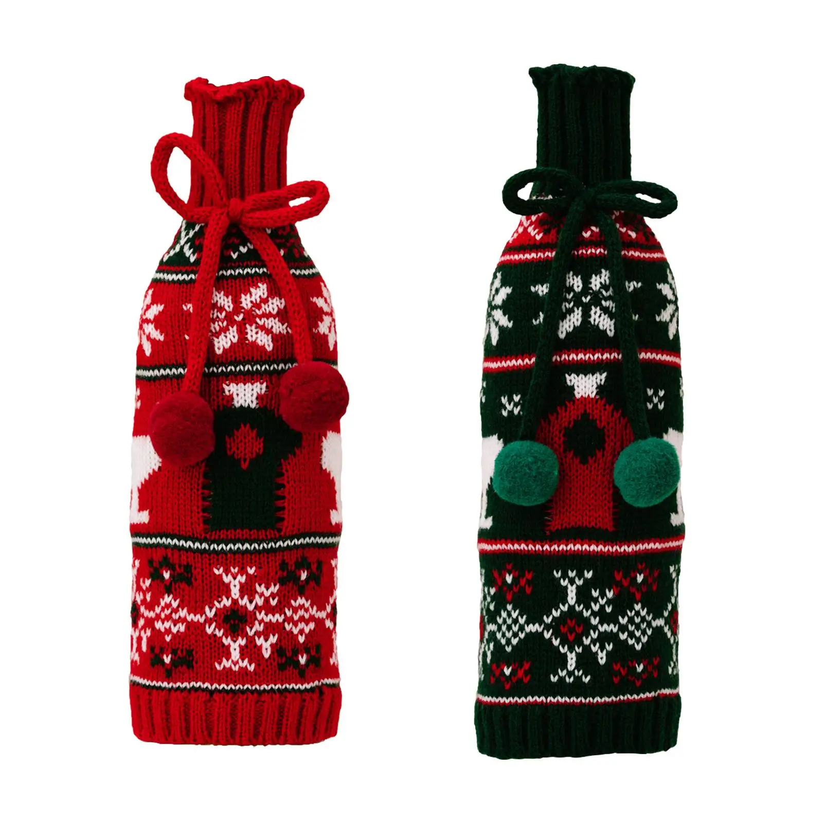 2Pcs Christmas Wine Bottle Covers Xmas Party Decoration Champagne Bottle Bag