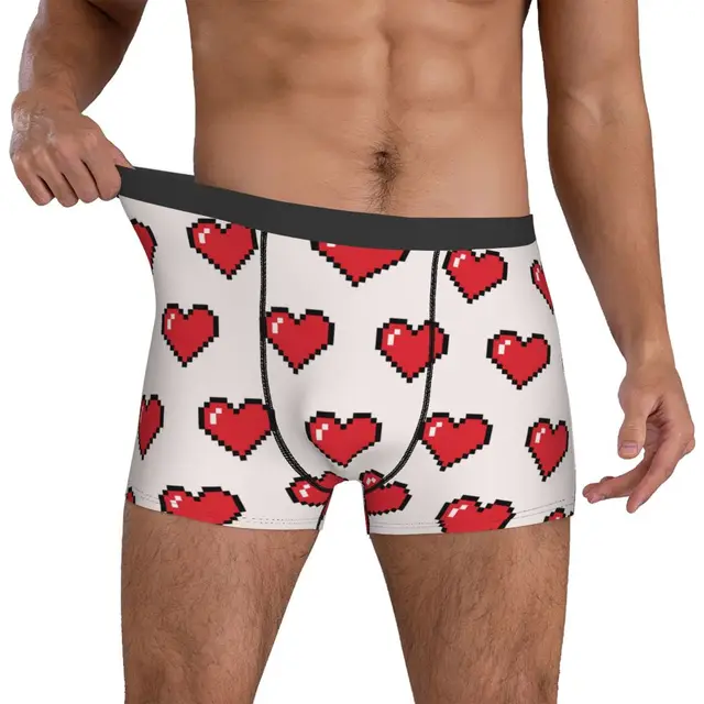 Man Heart Love Underwear Romantic Valentines Day Sexy Boxer Briefs Shorts  Panties Male Breathable Underpants