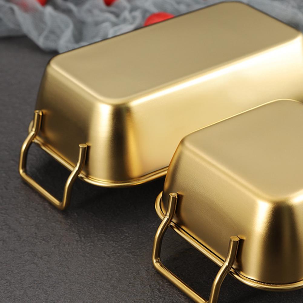 Gold Plated Square Dish With Handle Large Size: 10 X 18 X 4.5Cm