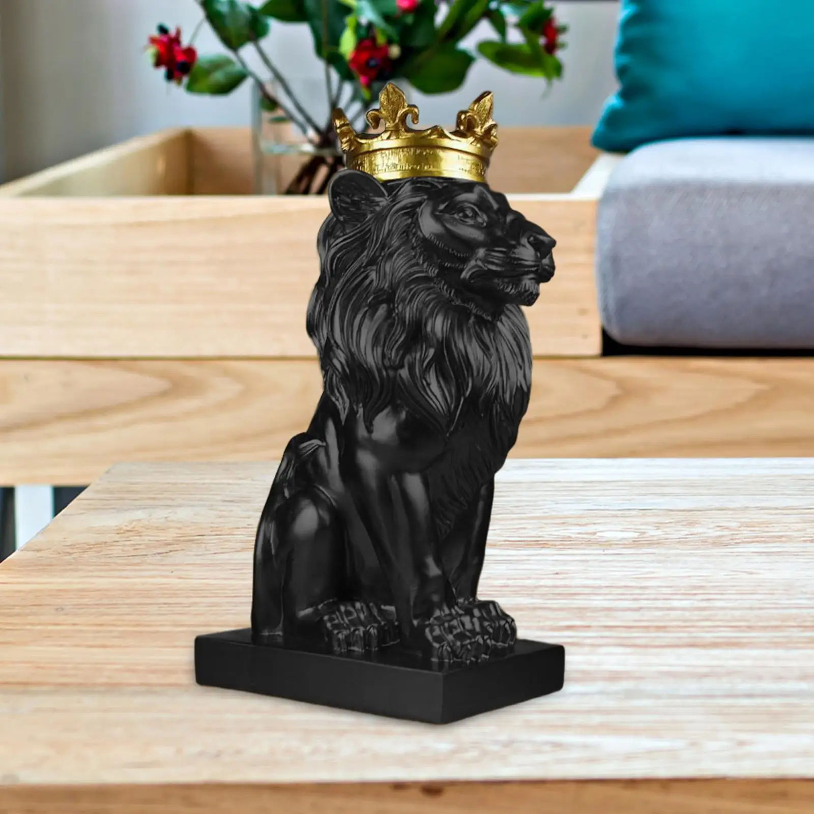 Modern 3D Lion Statue Collectible Resin Craft Ornament Table Decor Sculpture for Cabinet Bedroom Shelf Tabletop Living Room