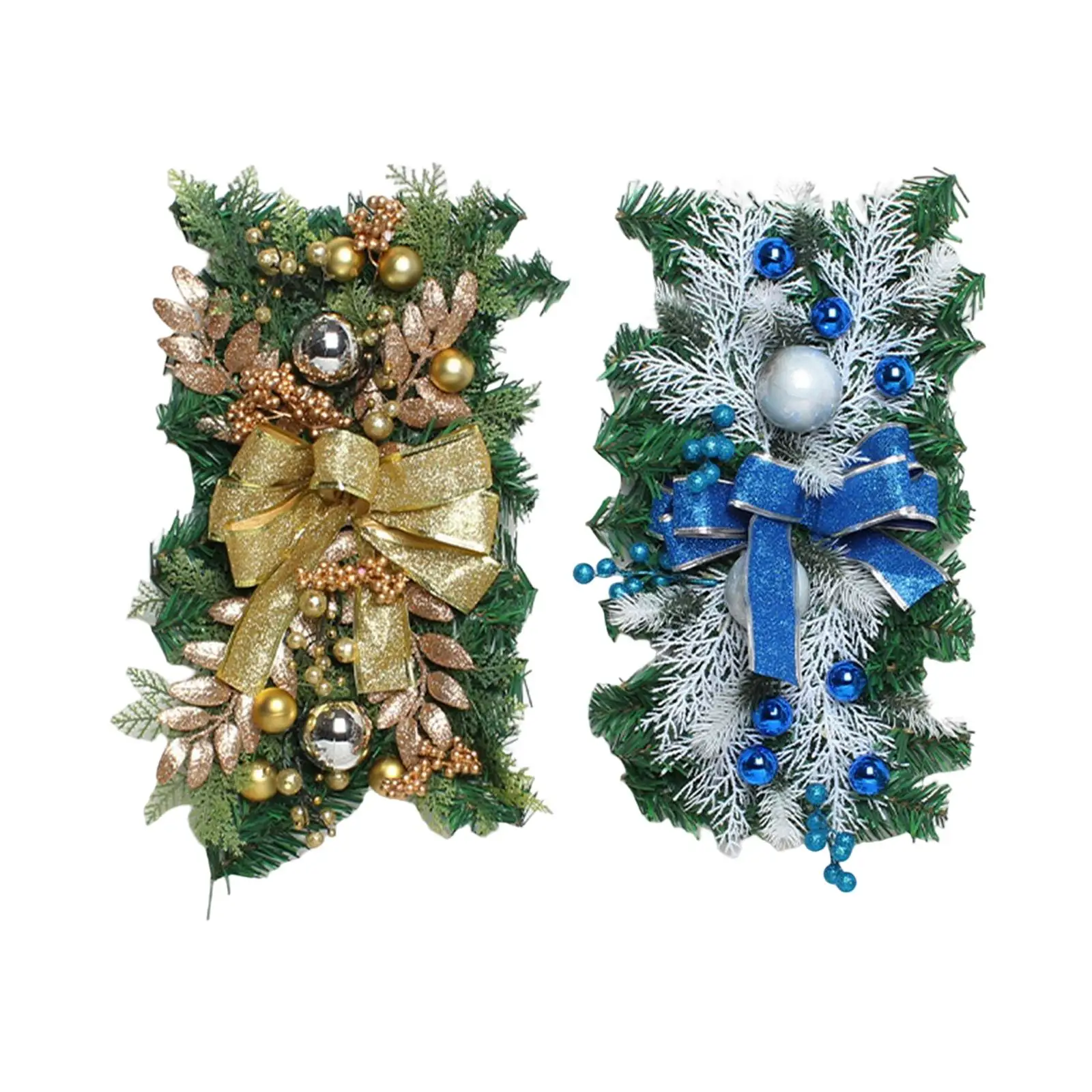 Artificial Christmas Stair Swag Wreath Gold Garland Ornaments for Decor Staircase Party Railing Fireplace