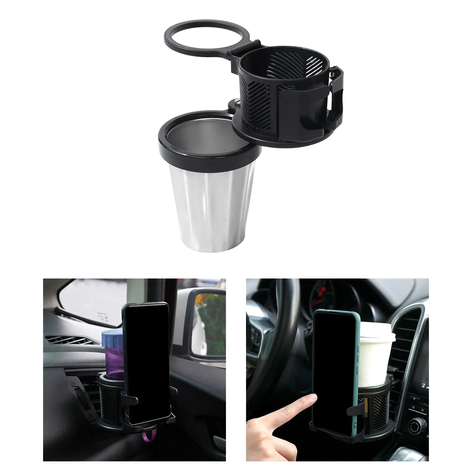 Adjustable Car Cup Holder Rotating Base Black Drink Storing Bottle Multifunctional Universal Detachable Cup Holder for Car