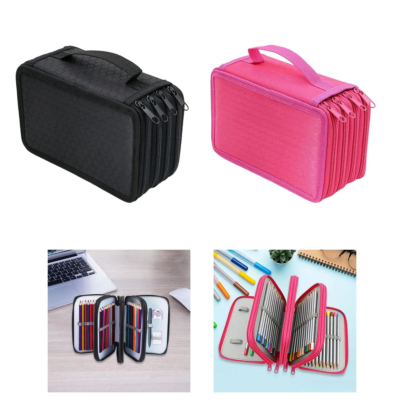 Pencil Case Storage Pen Bag Multifunction 72 Slots with Zipper with Handle Makeup Paint Bag for Adults Pens Markers Stationery
