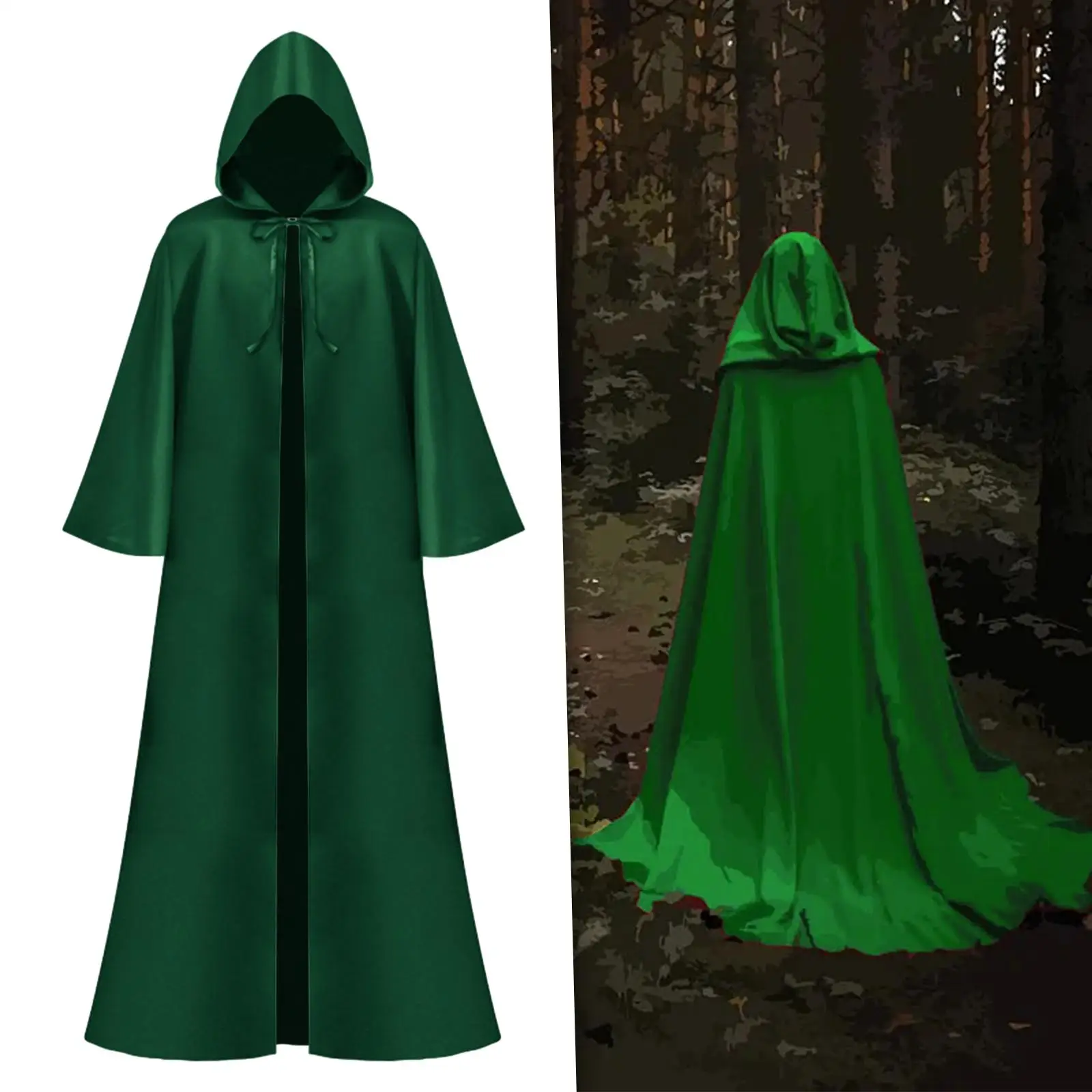 Halloween Cloak, Long Hooded Cloak, Gothic Cowl Cosplay Cape, Masquerade Dress up for Vintage, Gathering Fancy Dress, Party