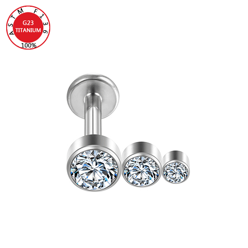 ASTM F136 Titan Zirkon Ohrstecker Labret Ohrstecker Lippenring Nasennagel Knorpel Helix Lappen Muschel Ohrringe Körperpiercing Schmuck – Detail 6