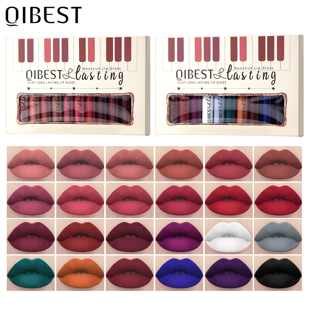 Best of QIBEST 12pcs Matte Liquid Lipstick Set Waterproof Long Lasting Velvet Nude Red Lip Gloss Tint Makeup Cosmetic Lipsticks Lipgloss Reviews & Tips