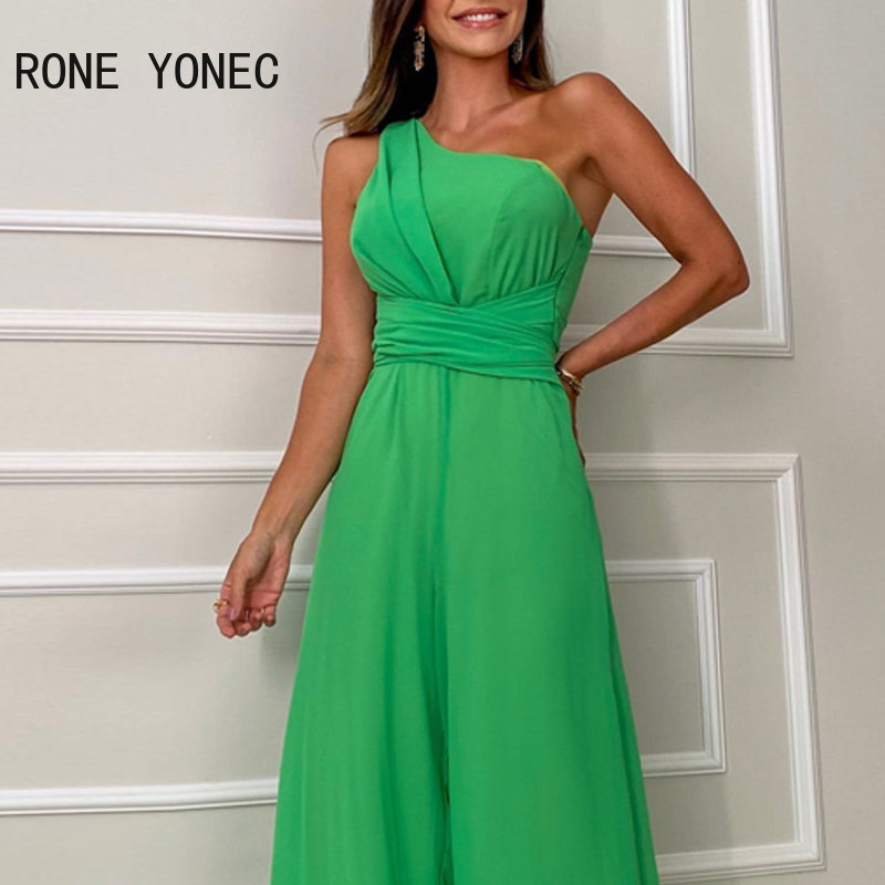 2023 Women Elegant Solid One Shoulder Sleeveless Criss Cross Wide