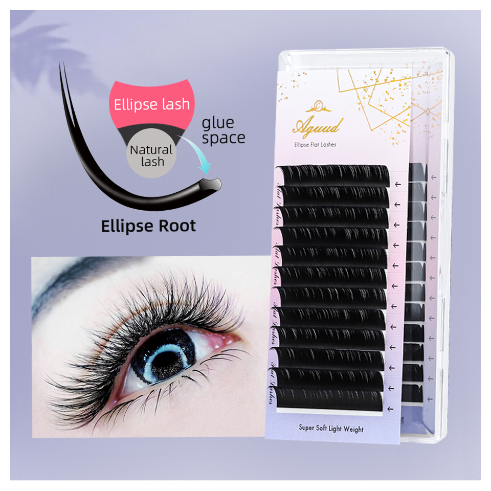 Best of AGUUD Ellipse Flat Eyelash Extension Soft Double Split Tips Faux Mink Individual Eyelash Volume False Ellipse Lash Professional Reviews & Tips