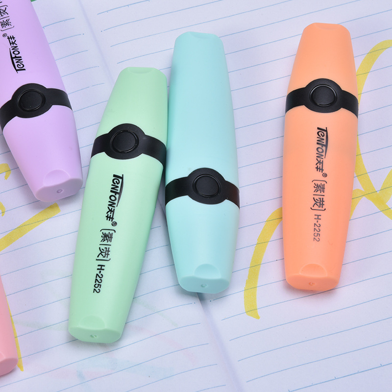 6 Teile/satz Highlighter Pastell Farben Meißel Spitze Marker Stift Flache Einzigen Kopf Licht Farbe Schräge Zeichnung Fluoreszierende Stift Marker – Detail 4
