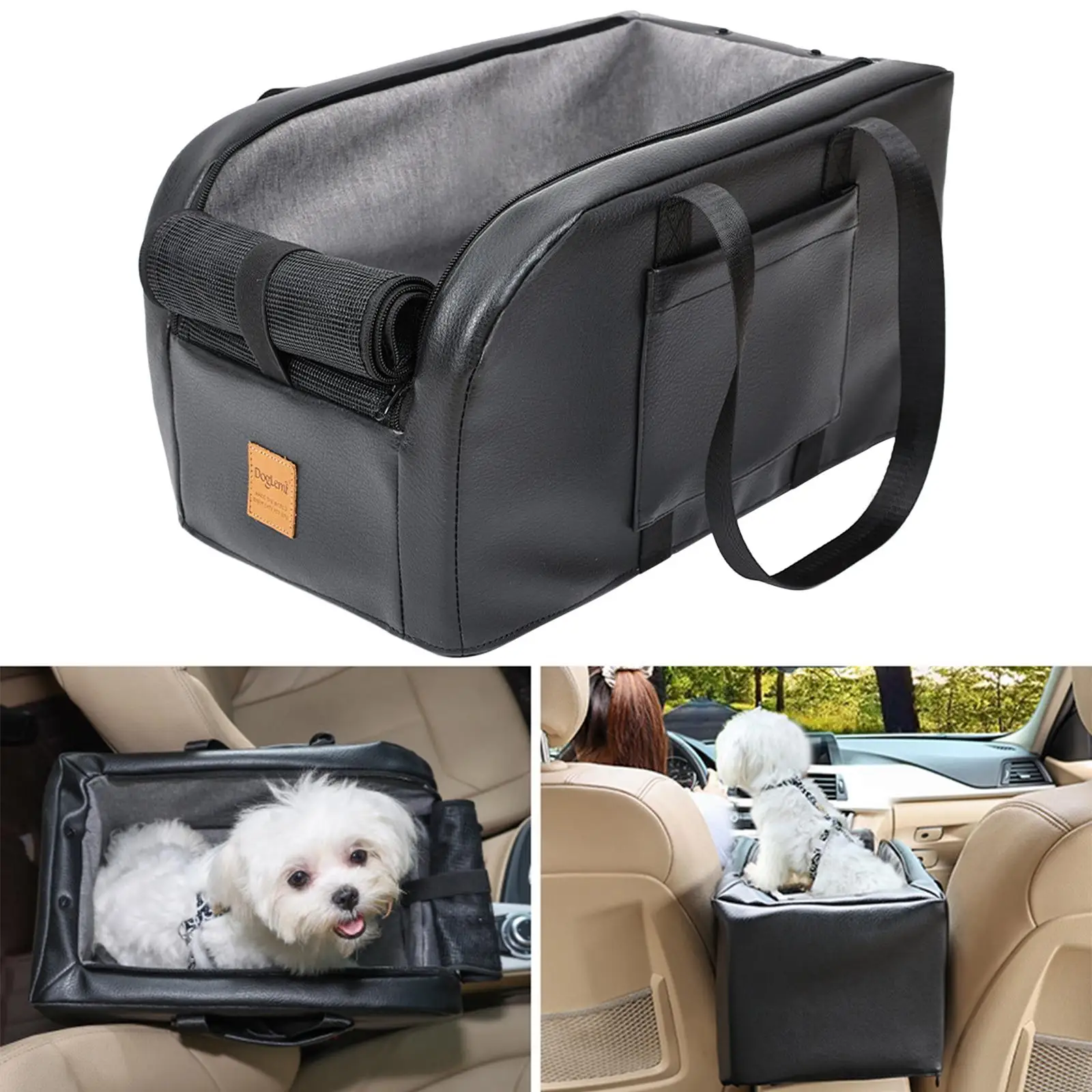 Pets Car Booster Seat Breathable Non Slip Bottom with Strap Easy to Install with Handles Vehicle Pet Seat for Armrest