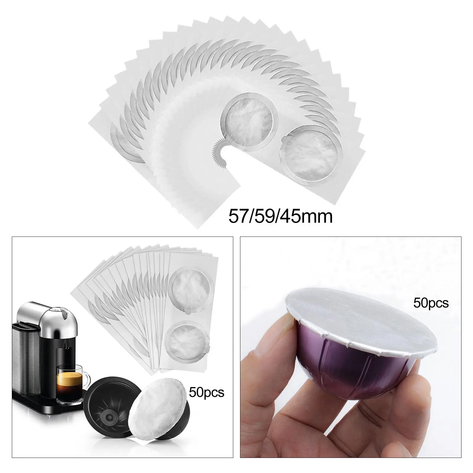 50 Pieces Aluminum Foils Lids Easy to Use for Reusable Capsules Coffee Pods