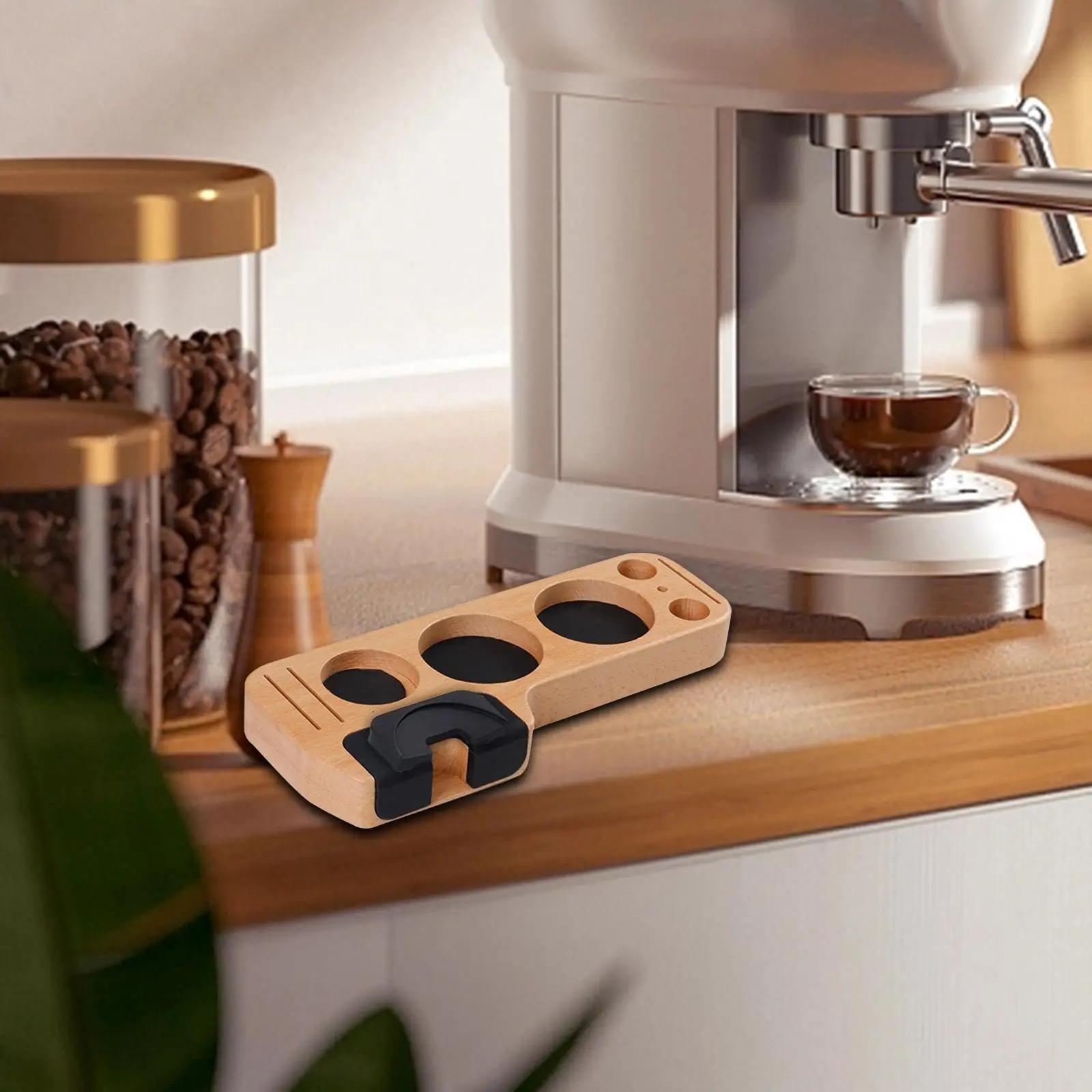 Wood Portafilter Holder Durable Anti Slip Coffee Filter Tamper Holder Coffee Machine Espresso Tamper Holder Station for Cafe