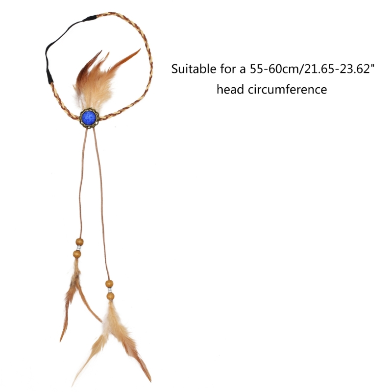 Boho Federn Stirnbänder Boho Kopfstück Native American Kopfschmuck Indische Kopfschmuck Federn Kopfschmuck Hippie Schmuck DXAA – Detail 4