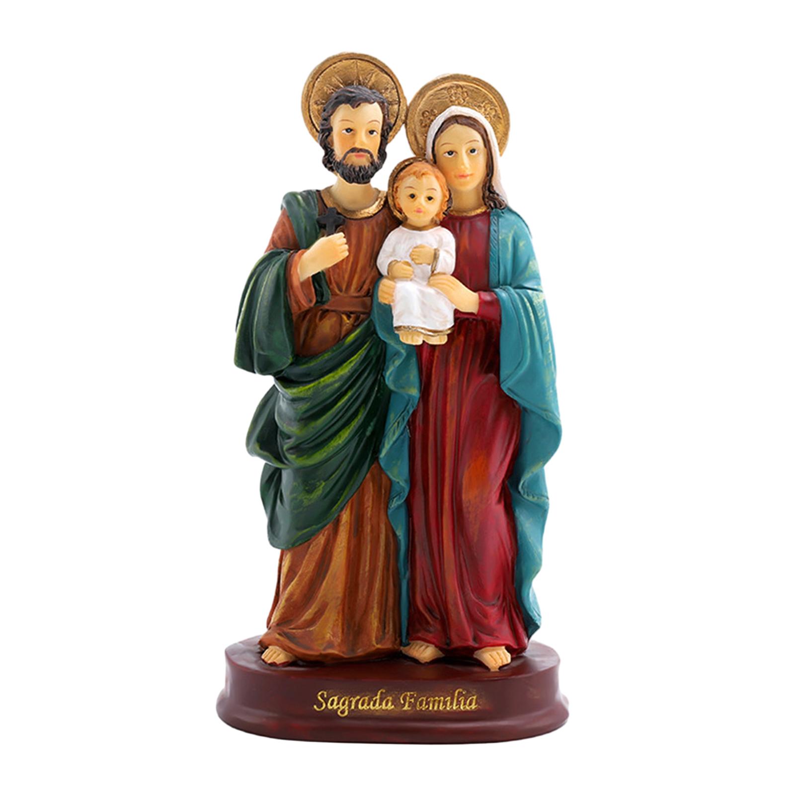 Holy Family Statue Jesus Figurine Collection Desk Craft Religious Sculpture Figures for Table Office Home Decoration Ornament