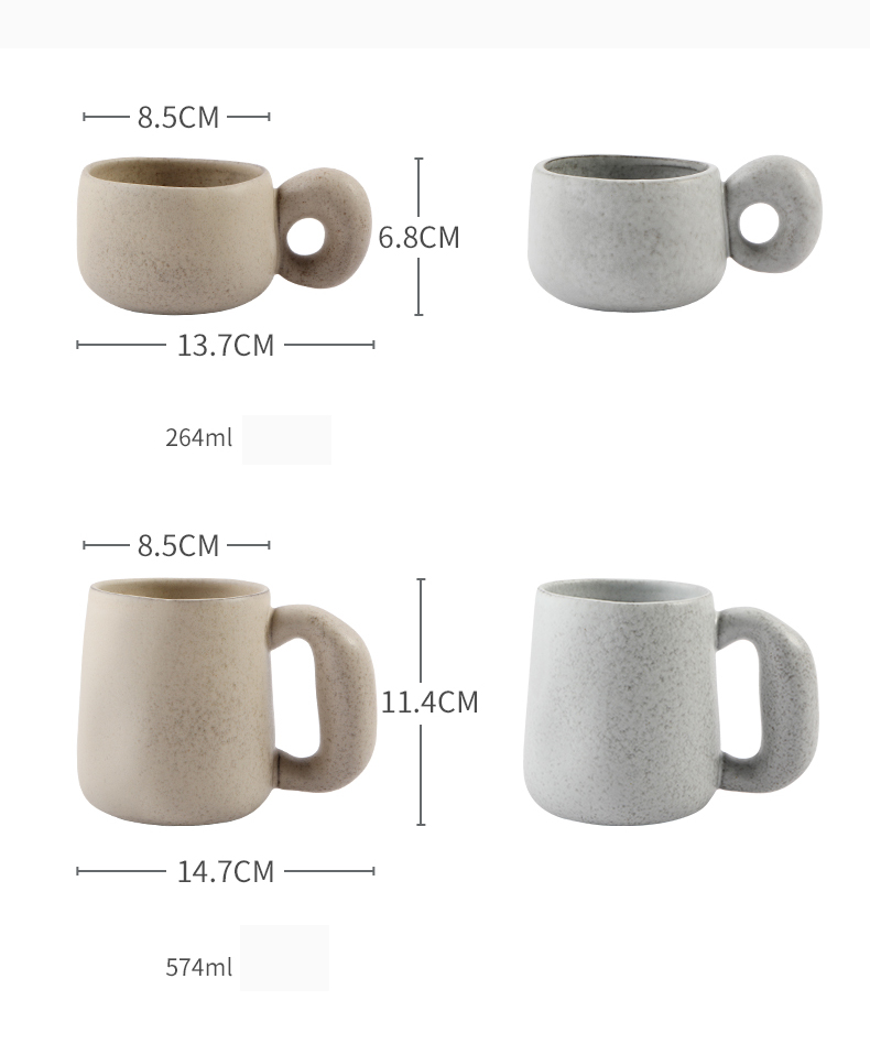 300/600ml Japanese Stoneware Retro Coffee Mug Breakfast Milk Oatmeal Cups Office Couple Water Mug Design Style Mug Birthday Gift