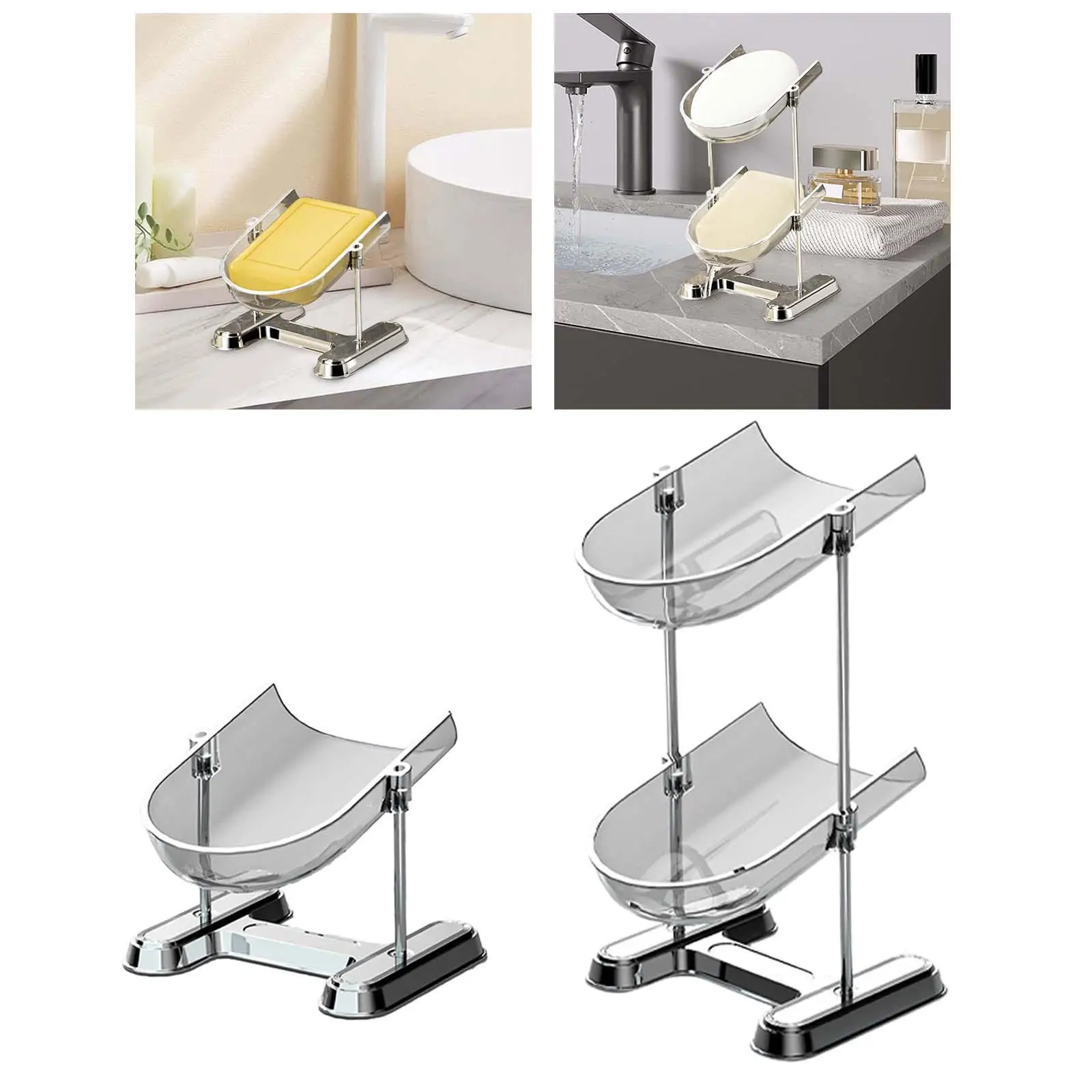 Self Draining Soap Dish Soap Box Soap Holder for Bathroom Countertop Bathtub