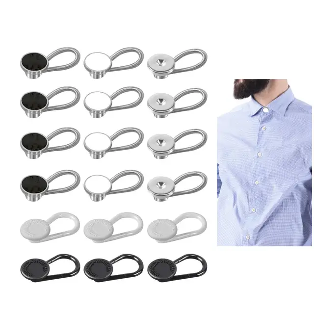 18x Elastic Collar Extenders Buttons Accessories Expansion Extension Neck  Extender for Dress Shirts Belt Clothing Supplies Coat - AliExpress