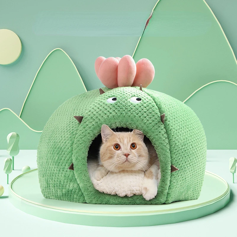 cactus design enclosed cat bed from meowgicians