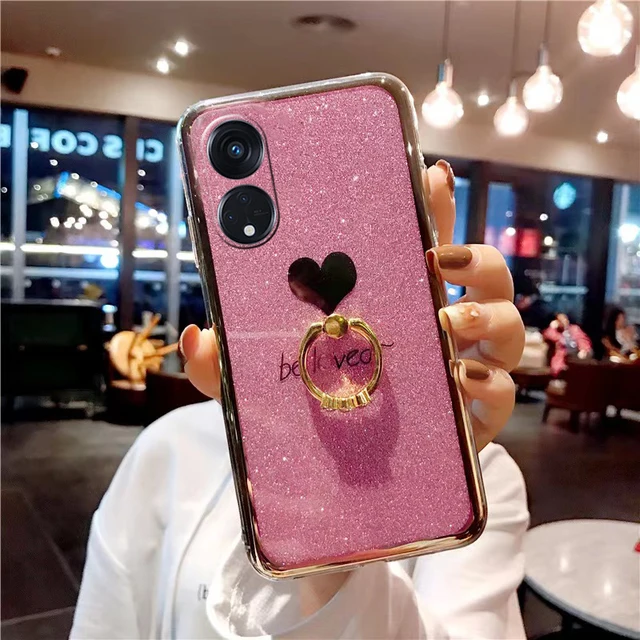 Compre Para Oppo A98 5G Case de Teléfono Glitter Glitter Grinitone TPU TPU  Con Correa de Transporte - Oro Rosa en China