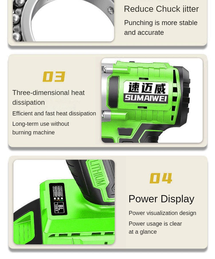 Title 30, 21V Brushless Impact Drill High Power Cordless ...