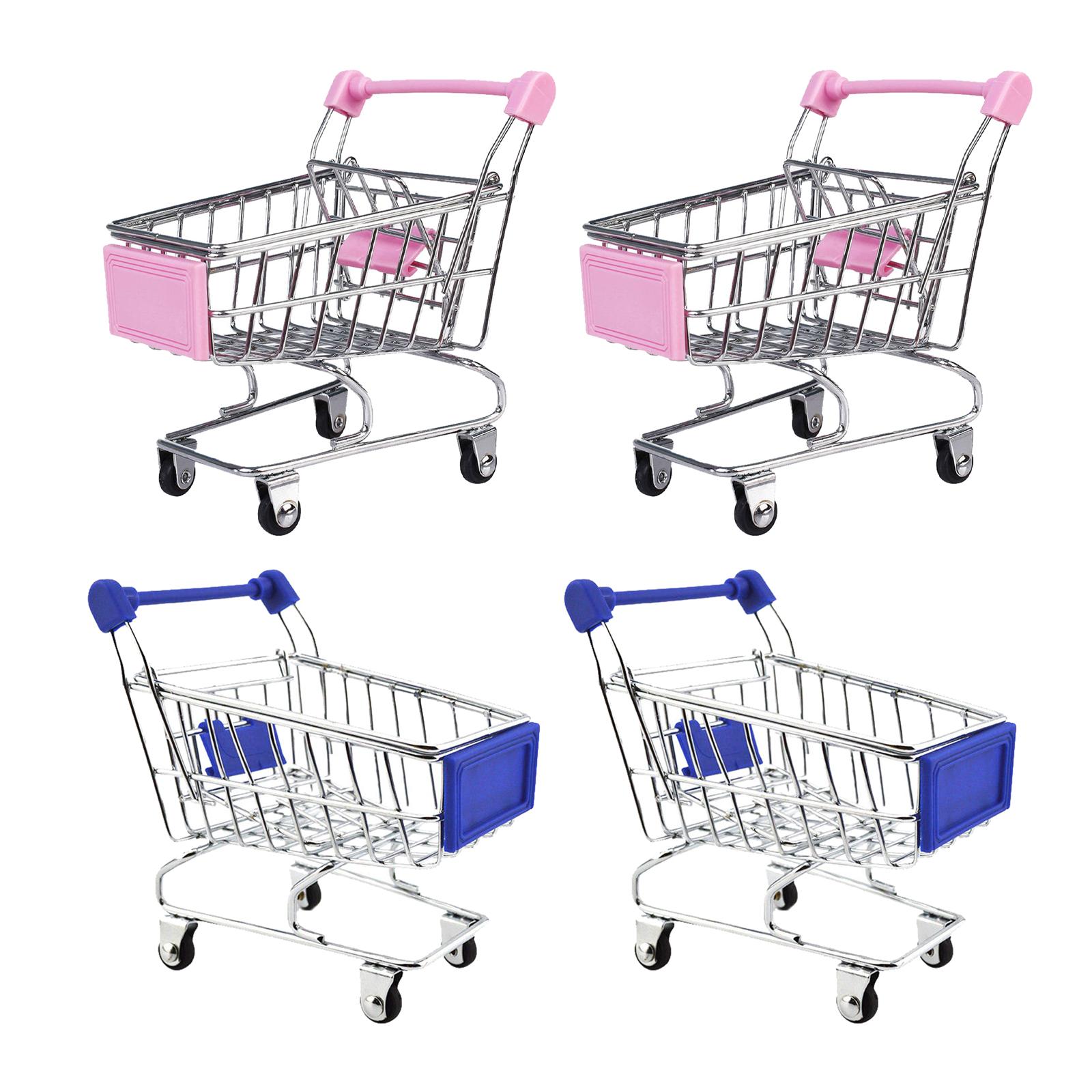 4x Shopping Cart Trolley Toy Desktop Decoration Ornament Decor Handcart