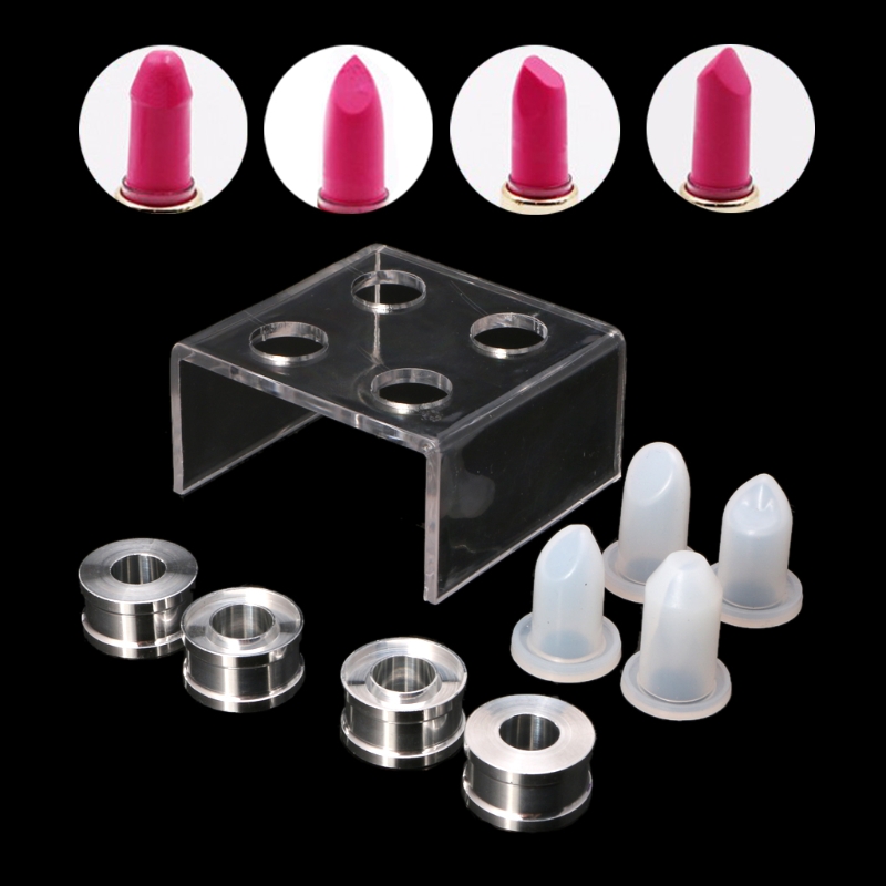 9 PCS Silicone Lipstick Mold with Metal Ring and Stand Set Simple DIY Making Cosmetic Mold Crafts Tool Easy to Use