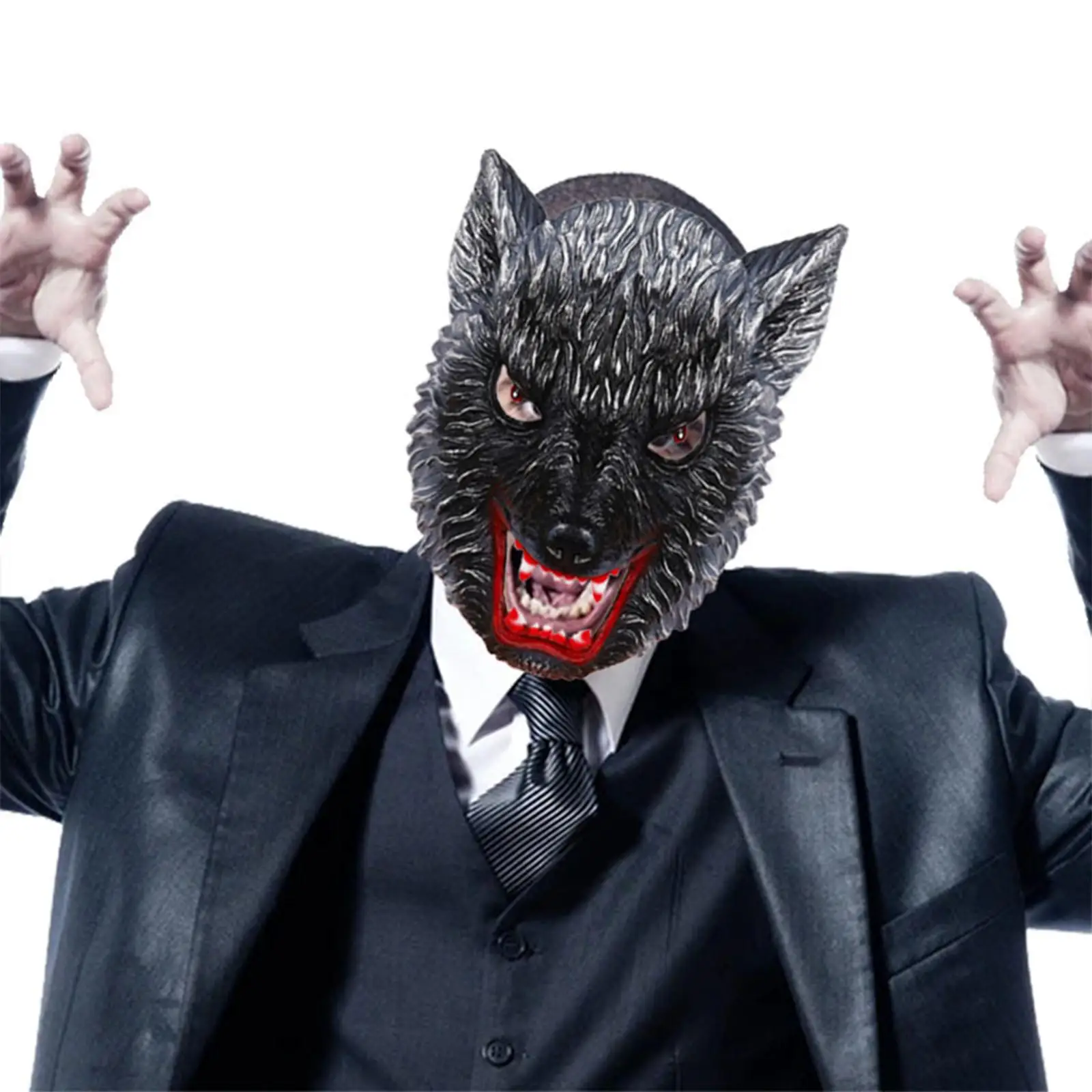 Halloween Wolf Mask Masquerade Cosplay Costume Accessories Party Supplies Werewolf Half Face for Theatrical Stage Photo Props
