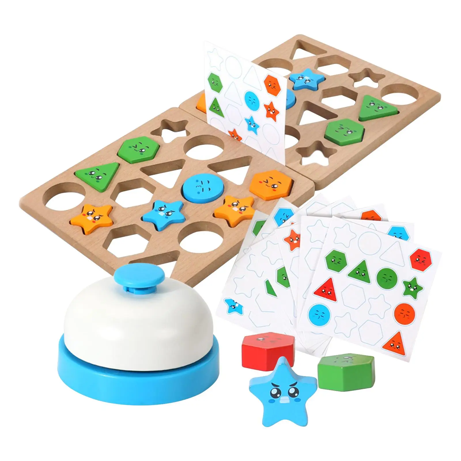 Montessori Wood Geometric Shape Matching Blocks Educational Toys Sensory Toys Developmental for Girls Boys Children Kids