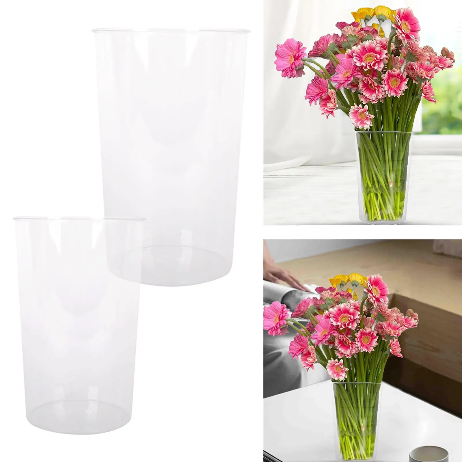 Acrylic Flower Vase Round Aesthetic Lightweight Classy Hydroponic Plant Container for Living Room Apartment Anniversary Desk