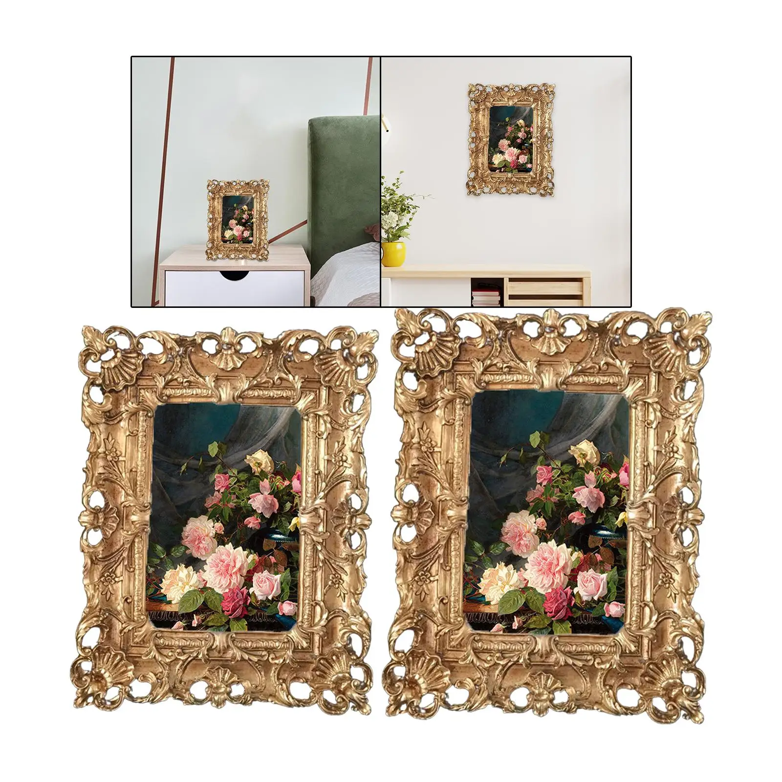 2Pcs Picture Frame Picture Holder Tabletop/Wall Hanging Free