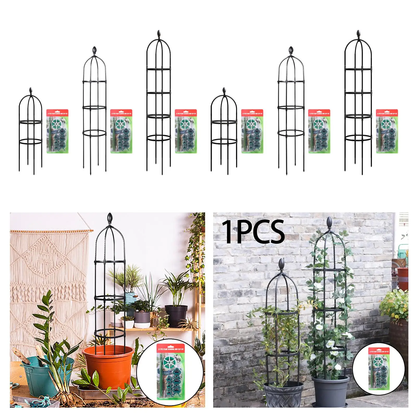 Garden Obelisk Trellis Multipurpose Decorative Durable Plant Support Cages for Potted Plants Roses Vines Indoor Climbing Plants