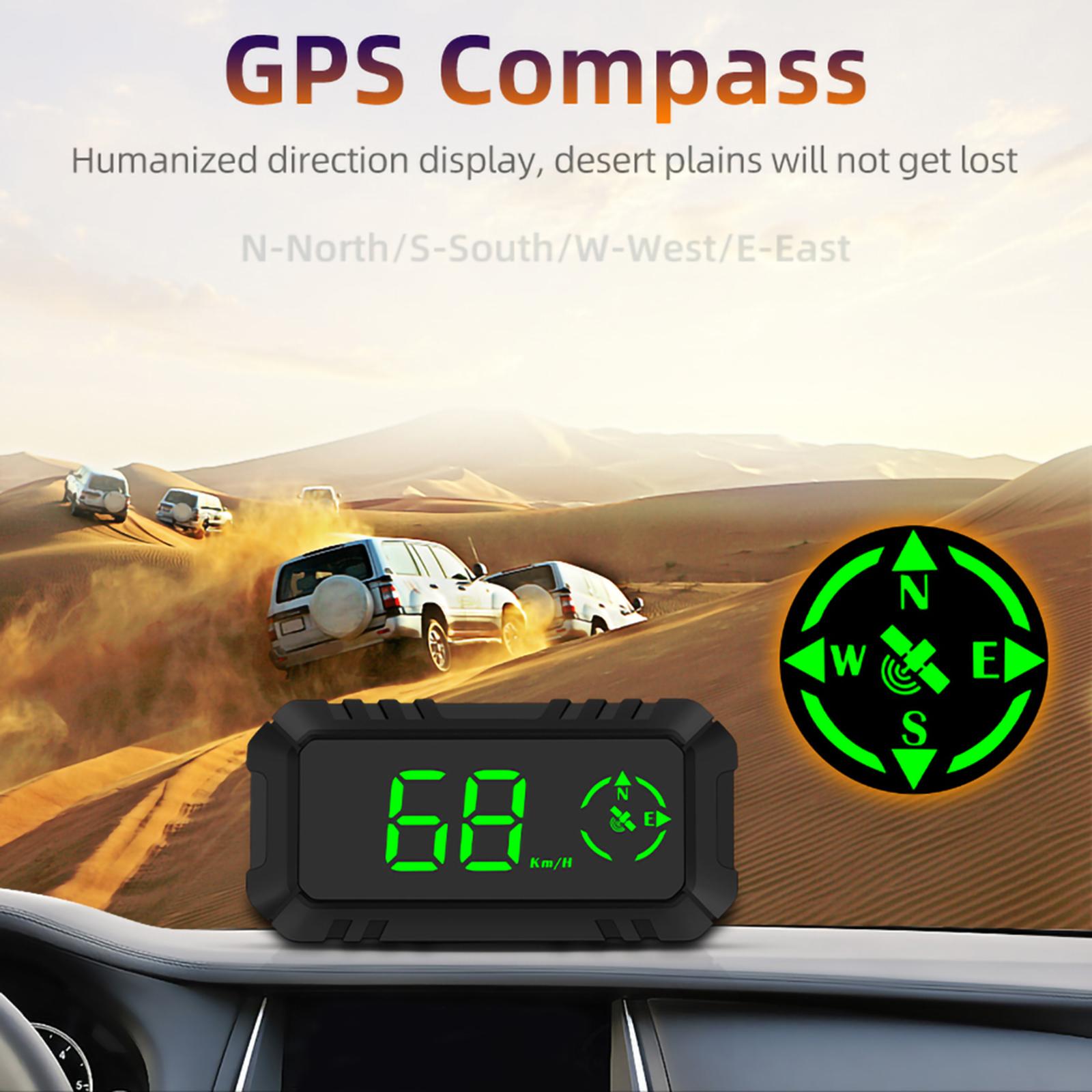 Car HUD Head up Display Speedometer Mileage Measurement GPS Course Digital Display Fatigue Alert Speed Trip Meter Fit for Truck