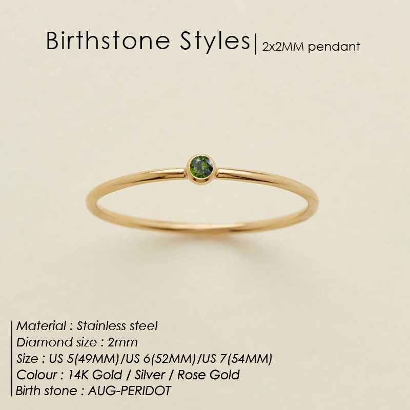 Damen-Ring mit Geburtsstein aus Edelstahl 316, goldene Farbe, schlichter modischer Stil für Frauen, Dezember, Festival, Party, Geschenk, Ringschmuck – Detail 15