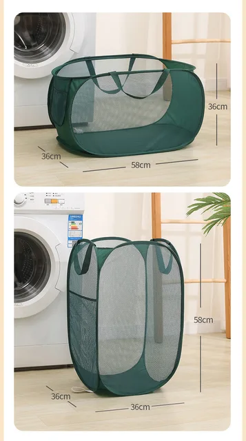 Cesta de lavandería plegable Horizontal, cesto de tela de malla  transpirable, cestas de almacenamiento de gran capacidad, accesorios para  el hogar - AliExpress
