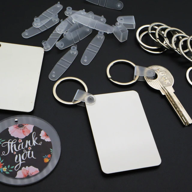 100pcs White Plastic Transparent Clear Buckle Button Keychain PP Clip  Transparent Folding Ornament Keyring DIY Accessories - AliExpress