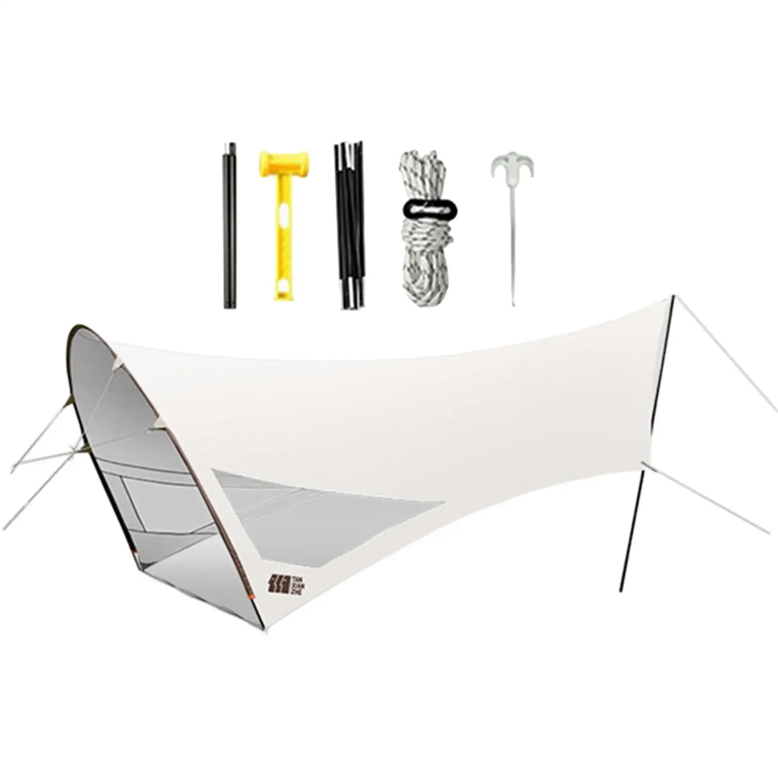 Camping Tent Tarp Sun Shelter Rain Tent Fly Tarp Ground Nails Strong Canopy Awning for Yard Hiking Picnic Garden Touring