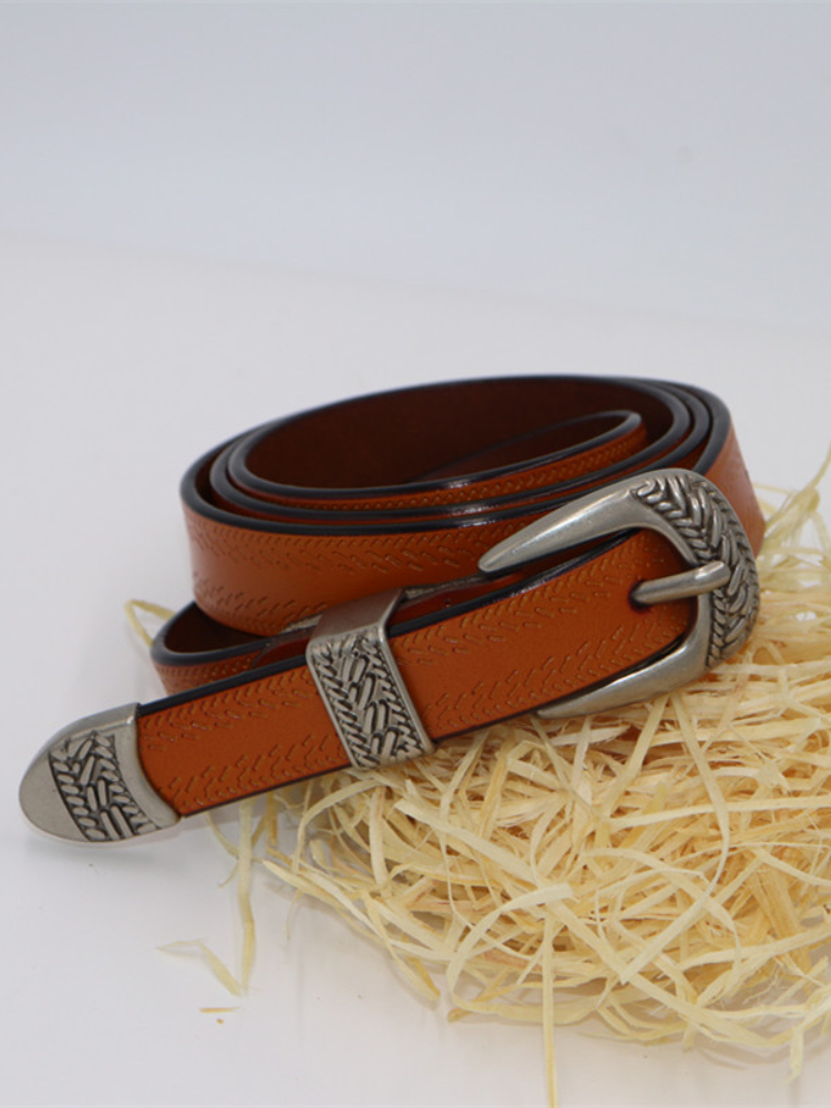 Neue Mode Frauen Dame Vintage Boho Metall Leder Doppel Schnalle Taille Gürtel Bund frauen Echt Leder Rindsleder Gürtel 1,8 cm – Detail 11