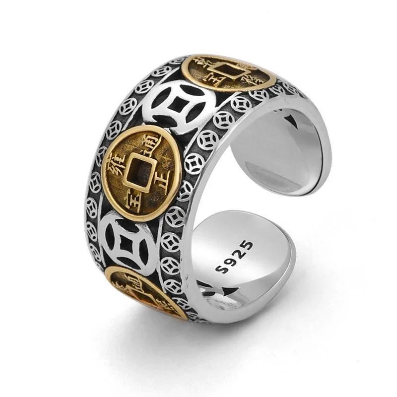 Chinese Style Five Emperors Copper Coin Rings Good Lucky Wealth Rings For  Men Women's Adjustable Finger Ring Vintage Jewelry - Rings - AliExpress