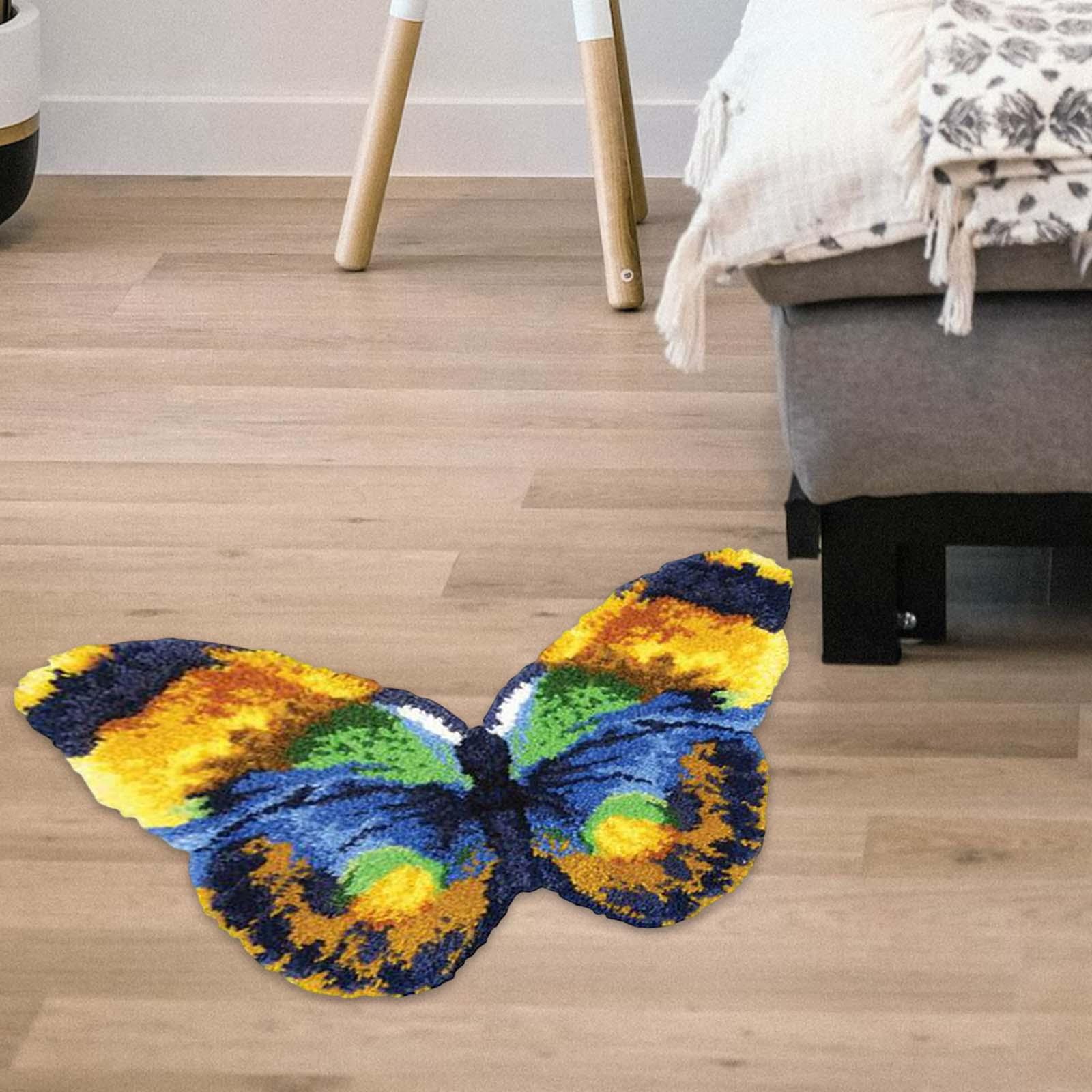 Latch Hook Rug Kit Butterfly DIY Rug Crochet Yarn Kits Handmade Carpet Latch Hooking Kits for festival Carpet Christmas Dog