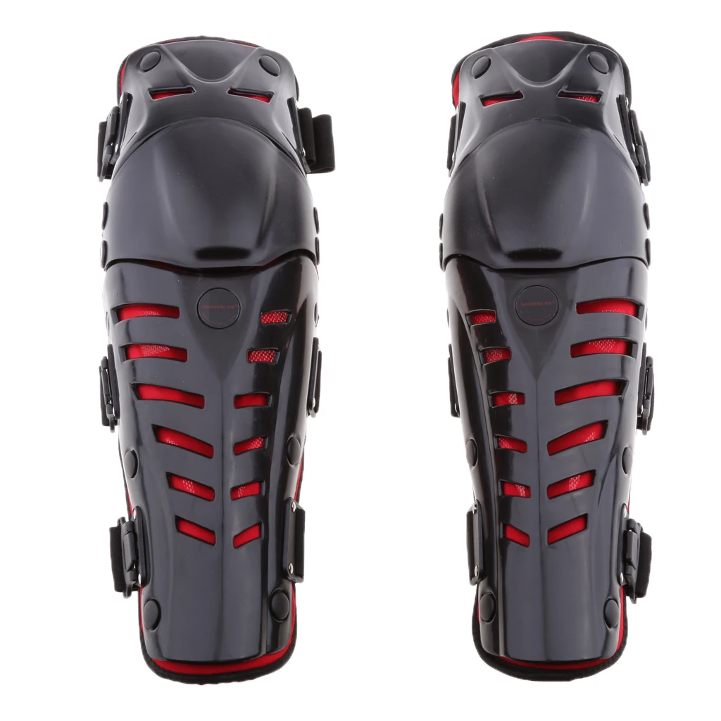 Motorcycle ATV Motocross Adjustable Elbow Knee Shin Guard Pad   for Motorbike Mountain Biking, Red