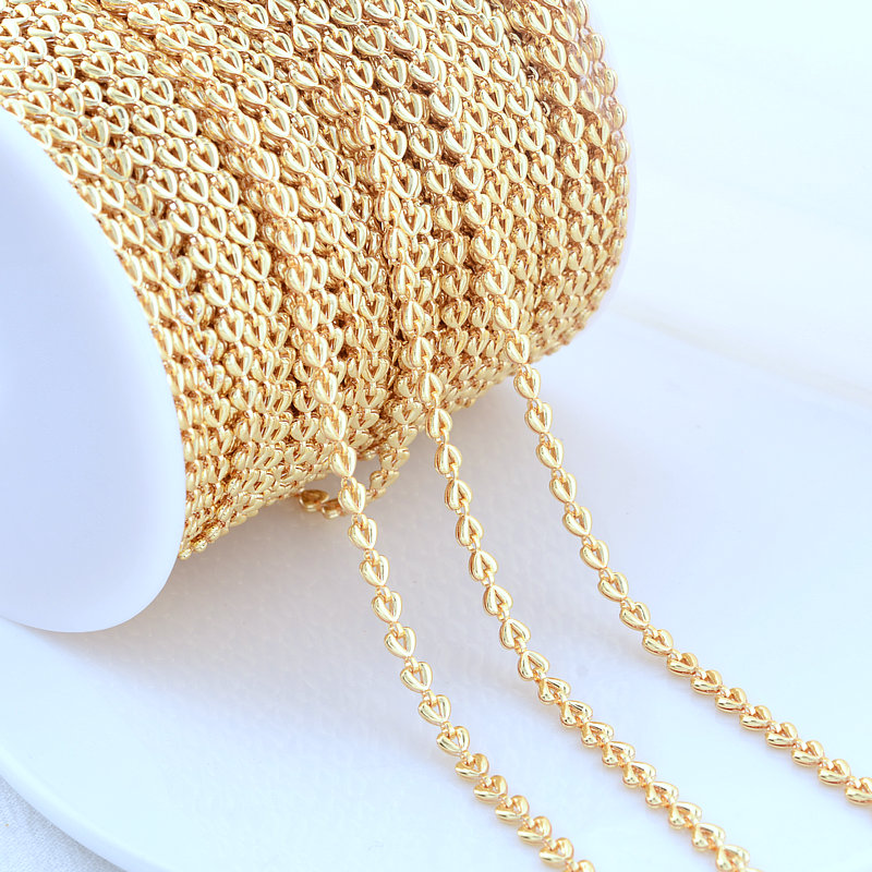 4*6mm 14 Karat vergoldete Messing Herz kette für Schmuck herstellung DIY Halskette Armbänder Kette Schmuck herstellung Lieferungen – Detail 3