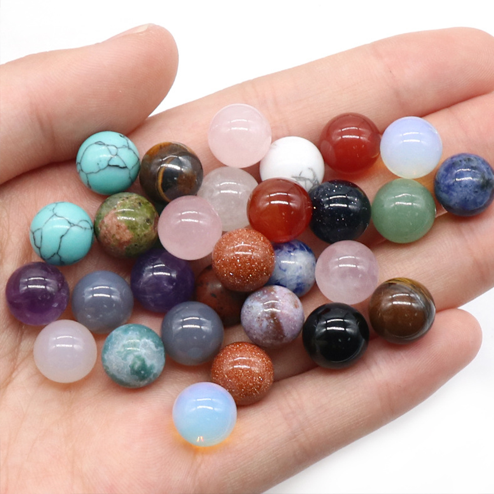 10 Stück Naturstein Achat Kristall Runde Perlen 10 mm Reiki Energie Nicht poröse Mini Quarz Kugel Heimdekoration DIY Schmuck Handwerk – Detail 2