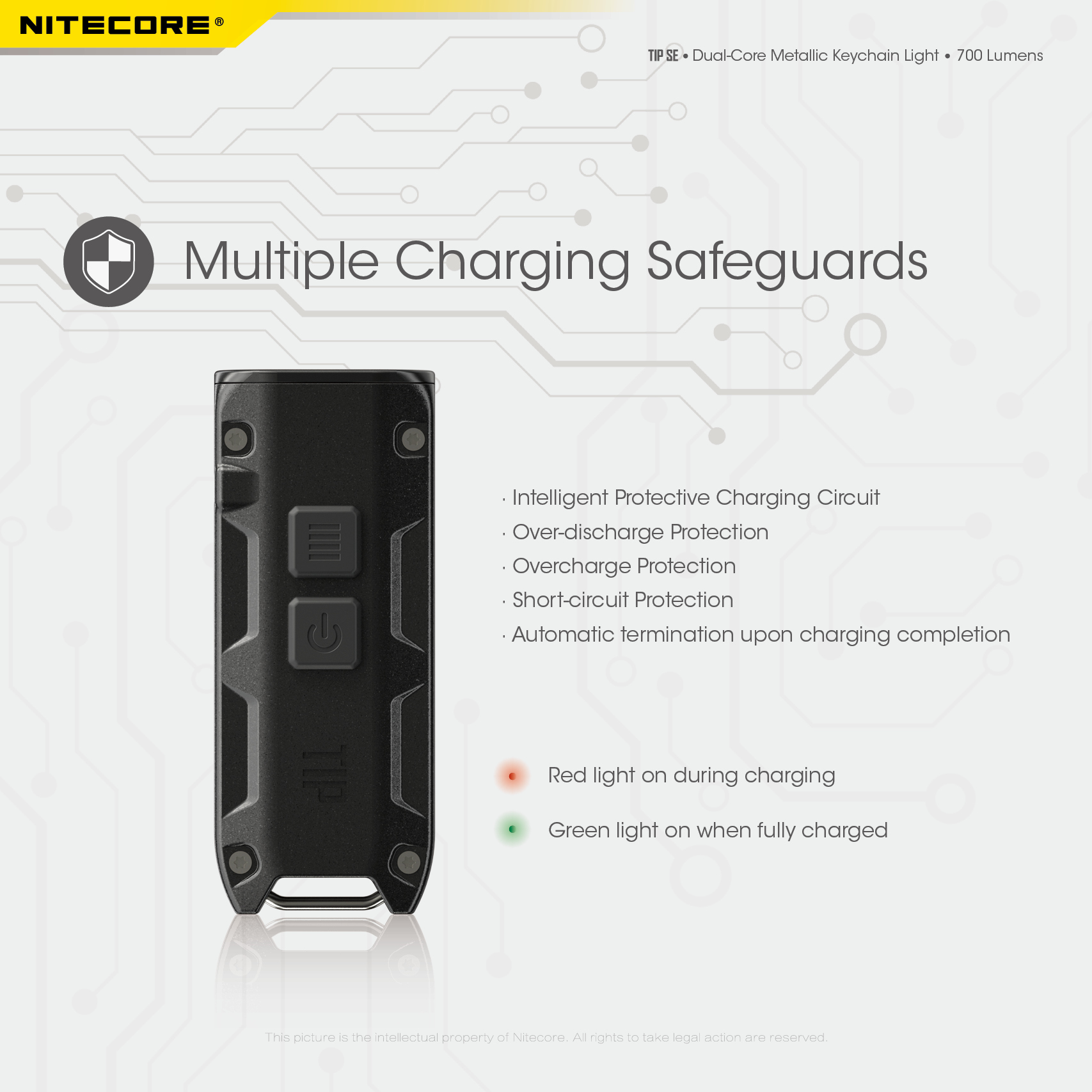 NITECORE TIP SE Chaveiro Dual-Core USB-C Tocha